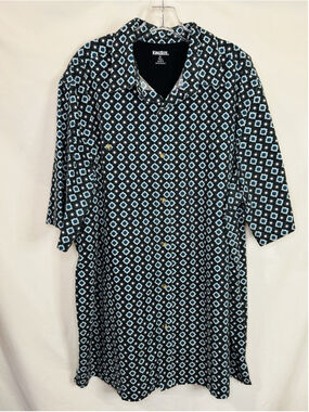 Men’s King Size XL Tall Button Front Shirt Geometric Print